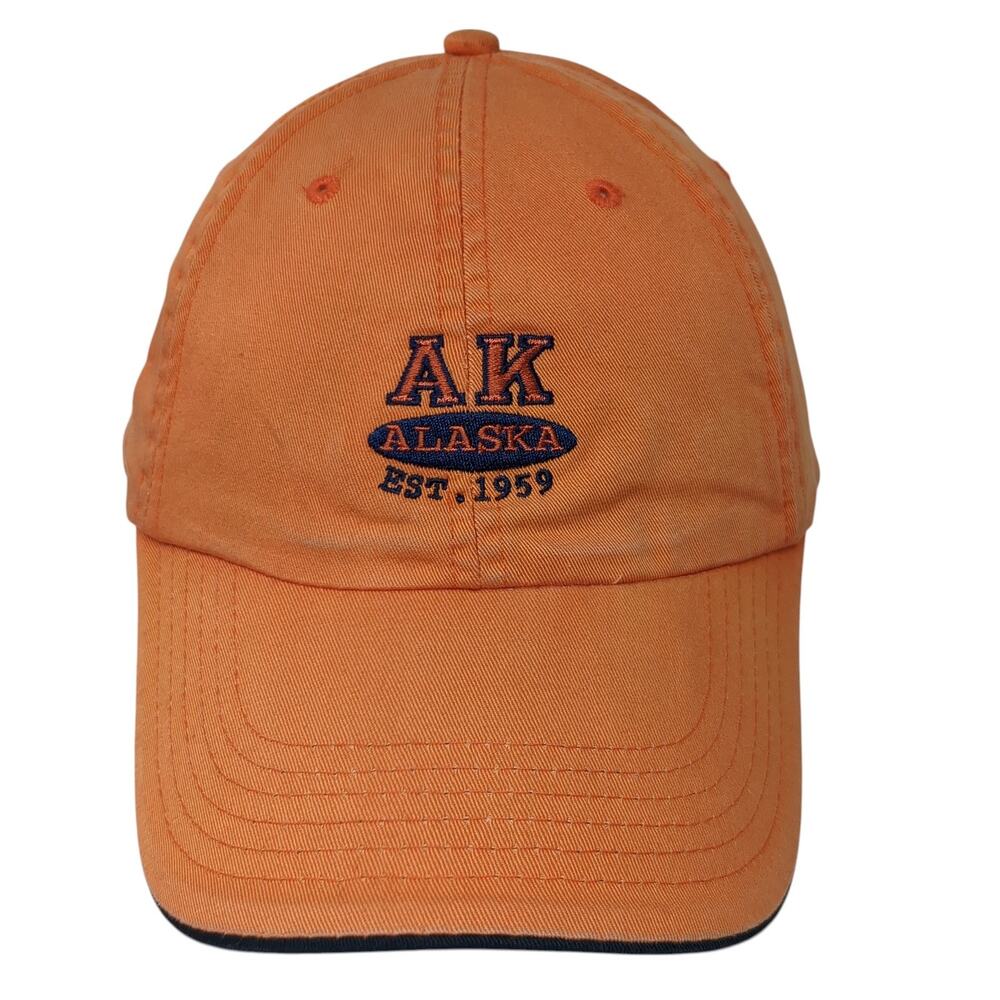 AK Alaska Est. 1959 Slideback Baseball Cap Orange OS Arctic Circle Enterprises